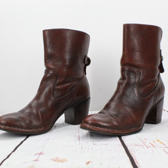 Frye Lucinda Short Brown Leather Western Cowboy Heeled Boots Size 8 M - Picture 2 of 10